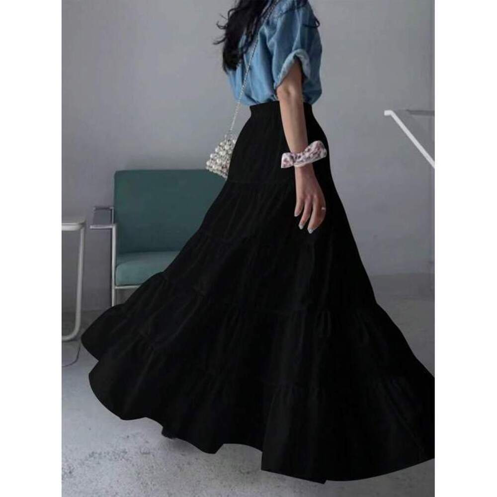 EARO Solid Color Minimalist Commute Versatile Multi-Layer Pleated